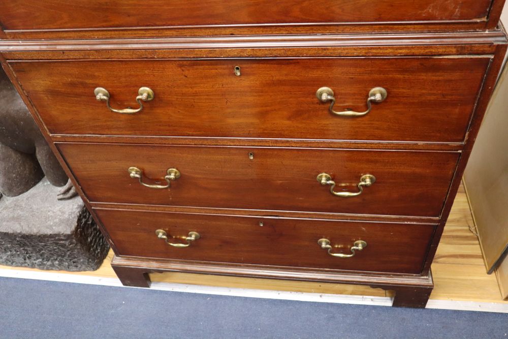 A George III mahogany chest on chest, width 102cm